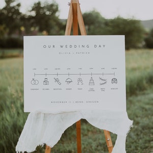 Modern Minimalist Large Wedding Timeline Template, Wedding Timeline, Editable Order Of Events Wedding Sign, Wedding Day Timeline | Harlow