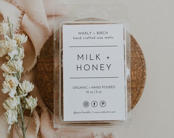 Modern Wax Melt Label Template, Minimalist Wax Melts Label Template, Minimal Wax Tart Label, Editable Wax Melt Label Template  | Harlow