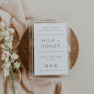 Modern Wax Melt Label Template, Minimalist Wax Melts Label Template, Minimal Wax Tart Label, Editable Wax Melt Label Template  | Harlow