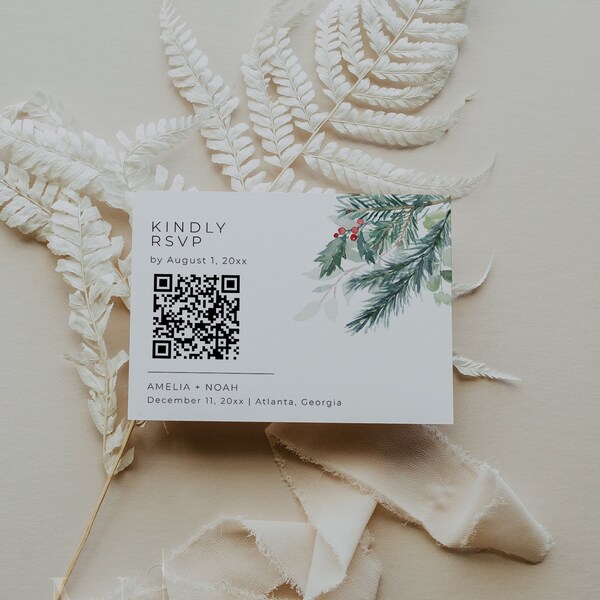 Qr Code Christmas Cards Etsy