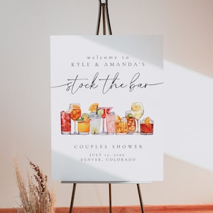 Stock The Bar Signo de bienvenida, Plantilla de signo de bienvenida de ducha de parejas, Stock The Bar Plantilla, Parejas ducha Stock The Bar Imprimible / Olivia