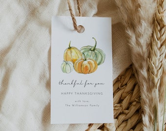 Thankful For You Printable Favor Tag, Editable Thanksgiving Tag, Editable Gift Favor Tags, Friendsgiving Favor Tag, Pumpkin Tags