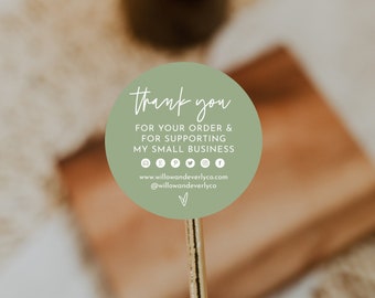 Sage Printable Small Business Stickers, Small Business Labels, Package Stickers, Small Business Stickers Download, Thanks For Supporting