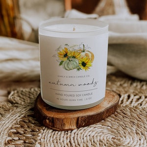 Fall Candle Label Template, Editable Printable Fall Pumpkin Candle