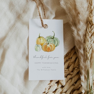 Thankful For You Printable Favor Tag, Editable Thanksgiving Tag, Editable Gift Favor Tags, Friendsgiving Favor Tag, Pumpkin Tags