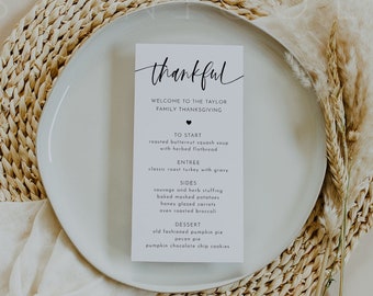 Editable Thanksgiving Menu, Printable Friendsgiving or Thanksgiving Dinner Menu, Editable Printable Modern Thanksgiving Menu, DIY | Harper