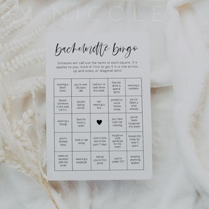 Bachelorette Bingo Template, Editable Printable Bachelorette Party Bingo, Bingo Template Modern Minimal Bachelorette Party Games