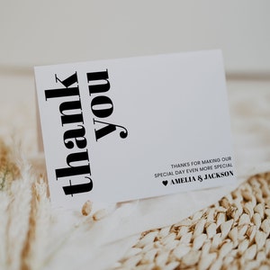 Modern Thank You Card Printable, Printable Thank You, Bold Wedding Thank You Card, Contemporary Thank You Card, DIY Thank You Cards | Willow