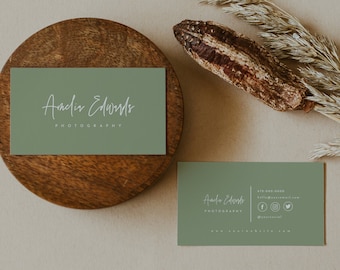 Sage Business Card Template, Minimalist Business Cards, Modern Chic Business Card, Editable Business Card Template, Printable Business Cards