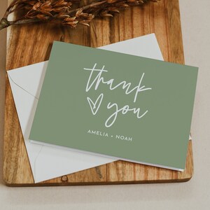 Sage Modern Minimal Thank You Card, Printable Thank You Card Template, Printable Thank You, Simple Thank You Cards, DIY Sage Thank You Card