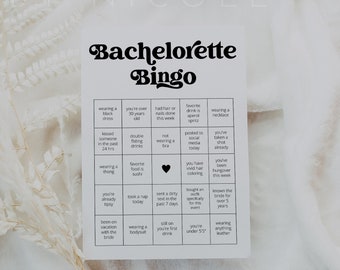 Retro Bachelorette Bingo Template, Editable Printable Bachelorette Party Bingo, Bingo Template Retro 70's Bachelorette Party Games CHARLI
