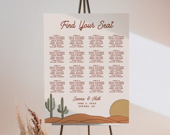 Southwestern Wedding Seating Chart Template, Western Wedding Seating Plan, Cactus Wedding Seating Chart Template, Ranch Wedding | Betty