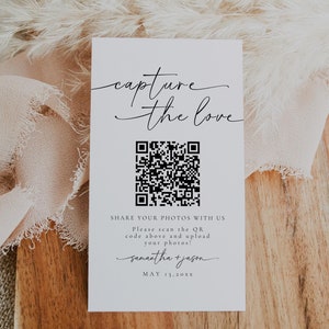 Tarjeta de boda con código QR Capture The Love, código QR Capture The Love, comparte el amor, tarjeta con código QR Share The Love, tarjeta Capture The Love / Olivia