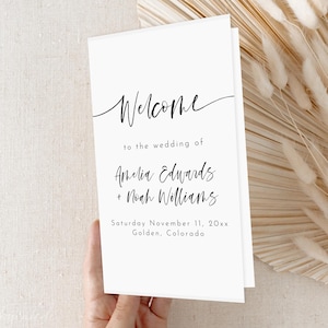 Elegant Wedding Program Template, Printable Program Template, Foldable Wedding Ceremony Program, Wedding Ceremony Order of Events | Harper