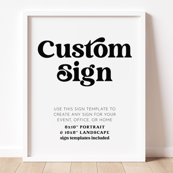 Editable Custom Sign, Printable Signs, Retro Sign Editable Printable, 8x10 Editable Sign Template, Corjl Sign, Editable Text DIY CHARLI