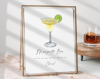 Modern Margarita Bar Sign, Margarita Bar Sign Template, Editable Printable Margarita Bar Sign, Beverages Station Sign, Margarita Bar | Alice