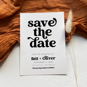 Retro Save The Date Template, Boho Save The Date Editable Printable, 70's Save The Date Modern Retro, Save The Date DIY, Corjl CHARLI