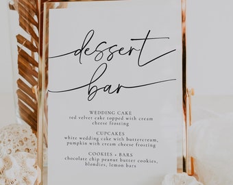 Minimalist Wedding Dessert Table Sign, Printable Wedding Dessert Bar Station, Dessert Table Sign Template, Dessert Menu Sign | Olivia