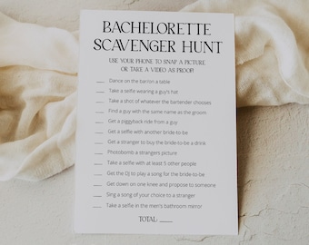 Bachelorette Scavenger Hunt, Editable Printable Bachelorette Party Scavenger Hunt, Printable Bachelorette Party Game Template, Bach | Aspen