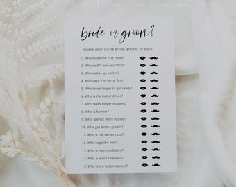 Editable Bride or Groom Game, He Said She Said Game, Bride or Groom, Wedding Shower Games, Bridal Shower Games, Instant Download | Harper