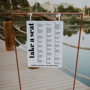 Alphabetical Seating Chart Template, Alphabetical Seating Chart, Minimalist Seating Poster, Wedding Seating, Alphabetized Seating | Willow