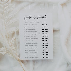 Editable Bride or Groom Game, He Said She Said Game, Bride or Groom, Wedding Shower Games, Bridal Shower Games, Instant Download | Harper