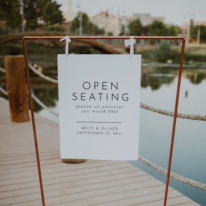 Modern Open Seating Wedding Sign Template, Editable Printable Open Seating Wedding, Simple Wedding Sign Open Seating Plan Signage | Harlow