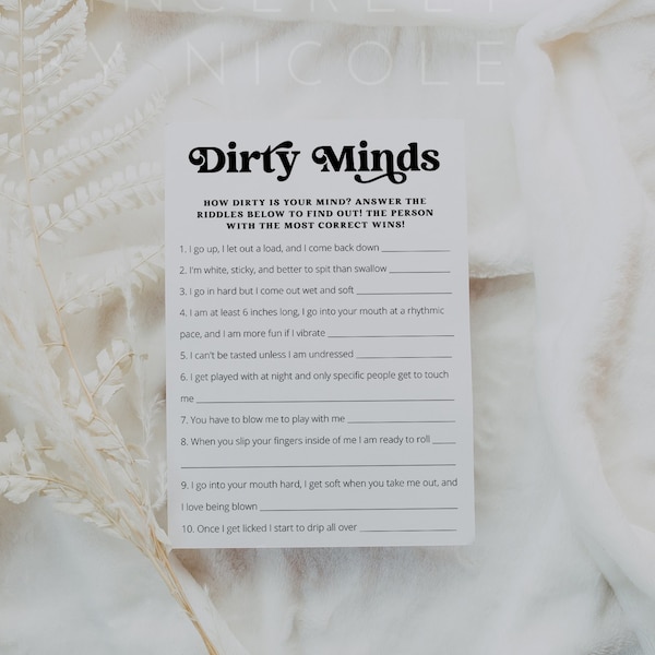 Bachelorette Dirty Minds Game, Printable Editable Dirty Minds Game Template, Bachelorette Party Dirty Minds, Funny Bachelorette | Charli