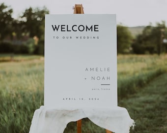 Minimalist Wedding Welcome Sign Template, Modern Wedding Welcome Sign,Printable Wedding Welcome Sign, Simple Wedding Welcome Sign | Amelie
