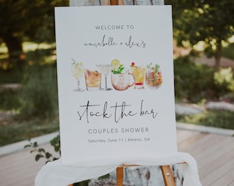 Stock The Bar Welcome Sign, Couples Shower Welcome Sign Template, Stock The Bar Template, Couples Shower Stock The Bar Printable | Emma
