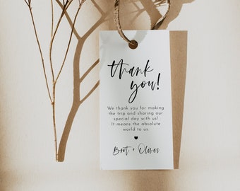 Thank You Favor Tag Template, Modern Thank You Favor Tag, Minimalist Shower Tags, Editable Thank You Tag, Shower Tag Printable | Harper