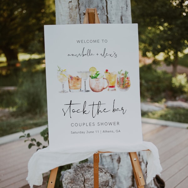 Stock The Bar Welcome Sign, Couples Shower Welcome Sign Template, Stock The Bar Template, Couples Shower Stock The Bar Printable | Emma