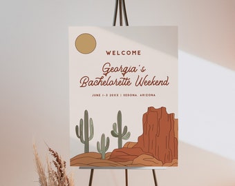 Desert Bachelorette Welcome Sign, Boho Welcome Sign Template, Cactus Bachelorette Welcome Sign Template, Arizona Bachelorette Sign | Betty