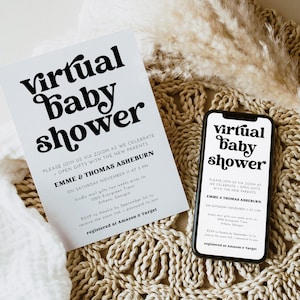 Virtual Baby Shower Invitation, Editable Template Instant Download, Editable Virtual Baby Shower Invitation, Bohemian Baby Shower | Charli