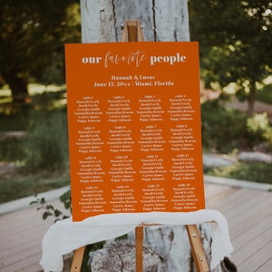 Colorful Wedding Seating Chart Template, Orange Wedding Seating Chart, Wedding Seating Plan, Colorful Wedding Seating Chart | Fallon