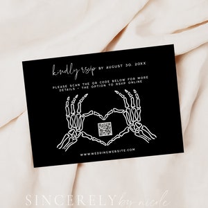 Gothic Wedding Rsvp Card Template, QR Code RSVP, Till Death Wedding, Halloween Wedding Response Card Template, QR Code Wedding | Cordelia