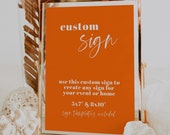 Colorful Wedding Custom Sign, Orange Wedding Signage, Orange Theme Custom Sign, Vibrant Wedding Sign, Orange Wedding Decor | Fallon