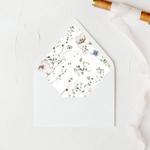 Floral Envelope Liner Template, Printable Envelope Liner, Printable Wedding Envelope Insert, Wildflower Envelope Liner Template | Ashe