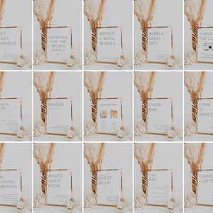 Modern Wedding Sign Bundle, Editable Printable 15 Wedding Sign Template Bundle, Minimalist Wedding Sign Bundle, Wedding Sign Bundle | Harlow