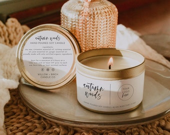 Printable Candle Label Template, Modern Minimal Product Label, Modern Label Template, Minimalist Label Template Download, DIY Label | Harper