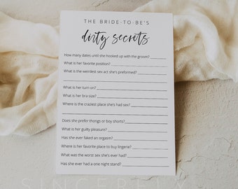 Bachelorette Party, Dirty Secrets Bachelorette Game, Modern Editable Printable Bachelorette Party Game Template, Bachelorette Games | Harper