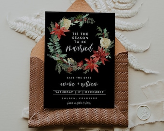 Winter Wedding Save The Date, Holiday Save The Date, Christmas Save The Date, December Wedding , Holiday Wedding Announcement, DIY