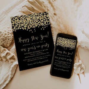 New Years Eve Party Invitation, Electronic New Year&#39;s Eve Party Invite, Text Invitation New Years, New Years Party Invitation Editable | Eve