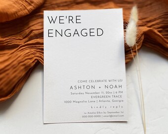 Minimal Engagement Party Invitation Download, Modern Engagement Invite Instant Download, Editable Modern Minimal Engagement Invite | Harlow