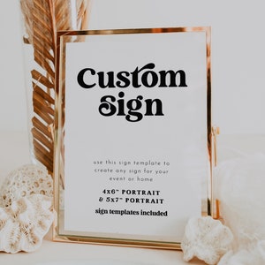 Editable Custom Sign, Printable Signs, Retro Sign Editable Printable ...