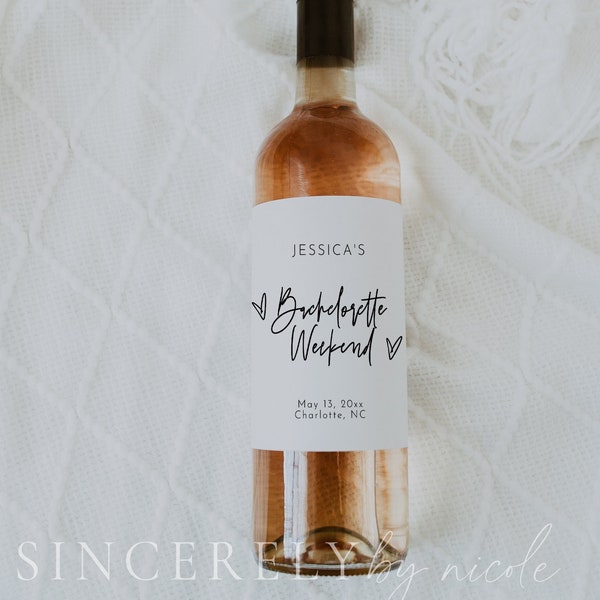 Bachelorette Wine Label Template, Bachelorette Weekend Wine Label Template, Birthday Weekend Wine Label, Bachelorette Party Decor | Sofia