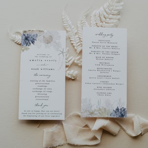 Beach Wedding Program, Editable Printable Tropical Sea Themed Ceremony Program, Destination Wedding Ceremony Program, Sea Wedding | Arista
