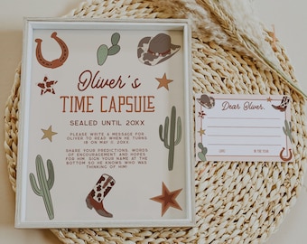 First Rodeo Time Capsule Template, Western Birthday Time Capsule, Time Capsule First Birthday, Time Capsule Template, Time Capsule | Bonnie