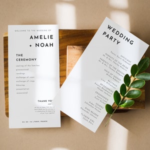 Adella Minimalist Wedding Program Template Modern Wedding Etsy