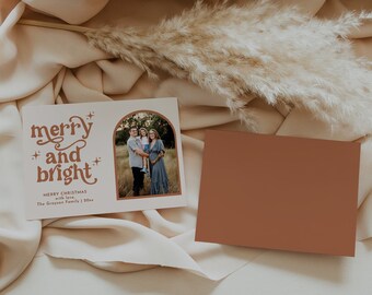 Boho Christmas Card, Arch Holiday Card Template, Terracotta Christmas Card, Arch Christmas Card Editable, Photo Christmas Card | Birdie